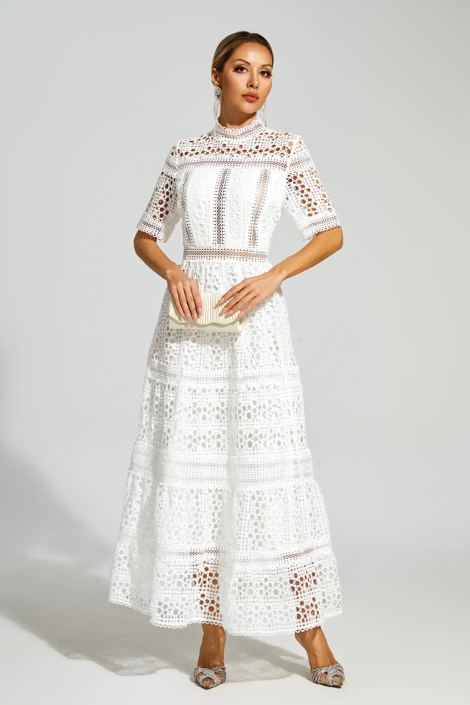Lumière White Lace Maxi Dress