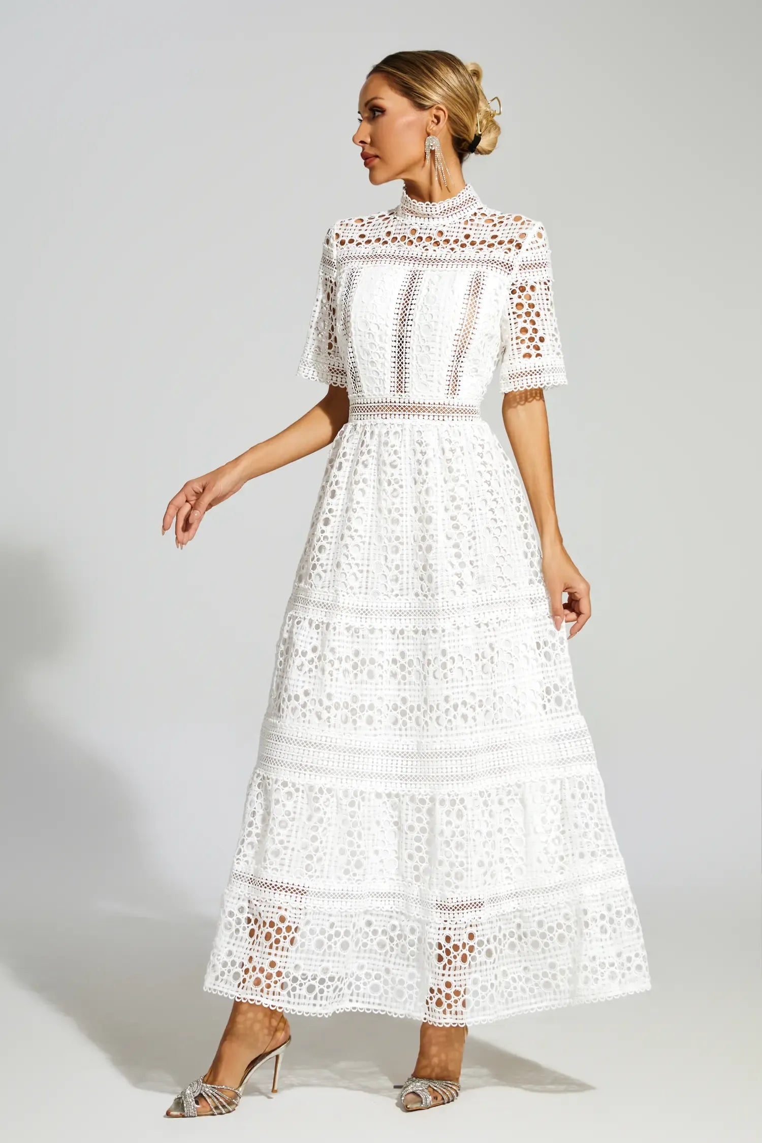 Lumière White Lace Maxi Dress