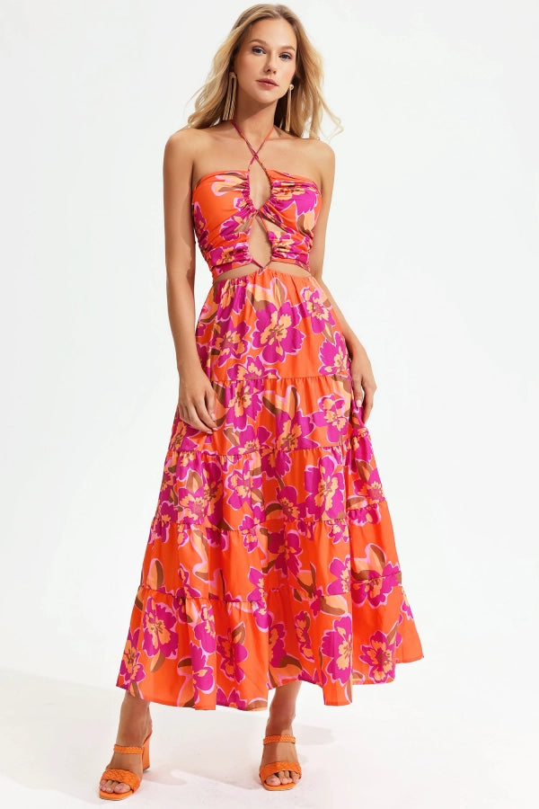 Tropical Heat Halter Dress