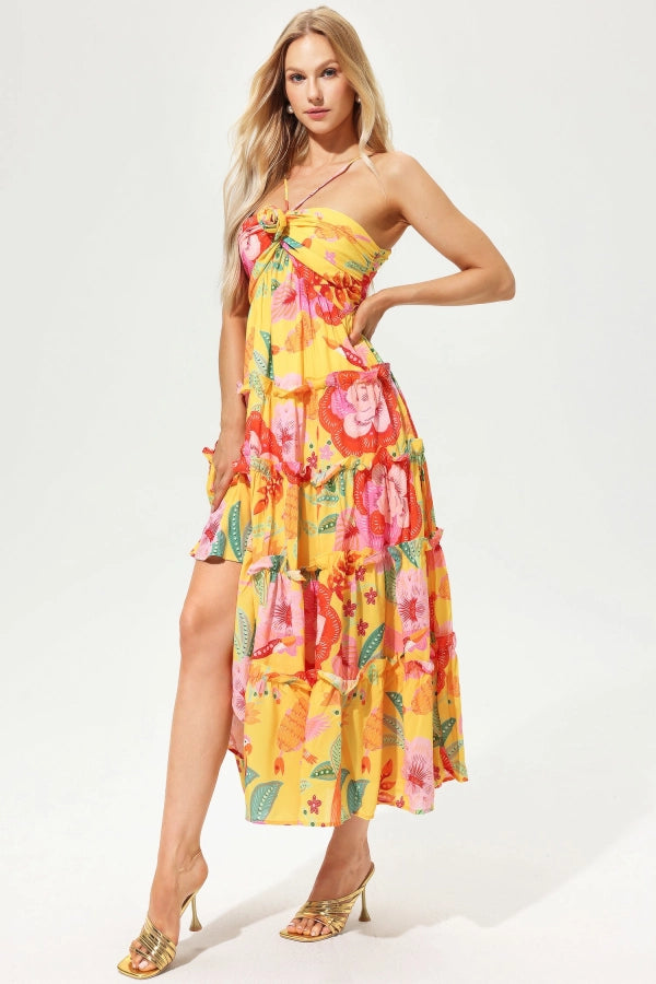 Gestreiftes Strickkleid mit Flügelärmeln 