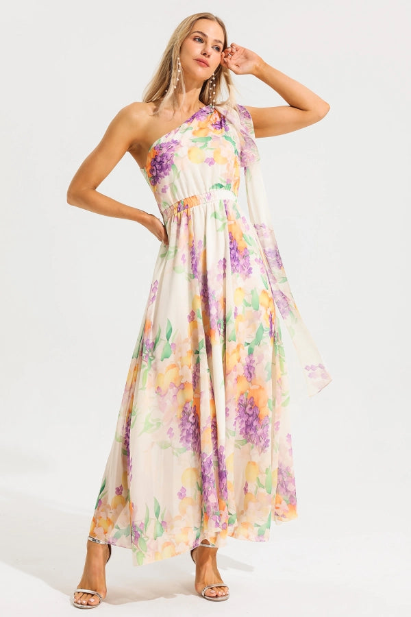 One-Shoulder Garden Maxi Dress