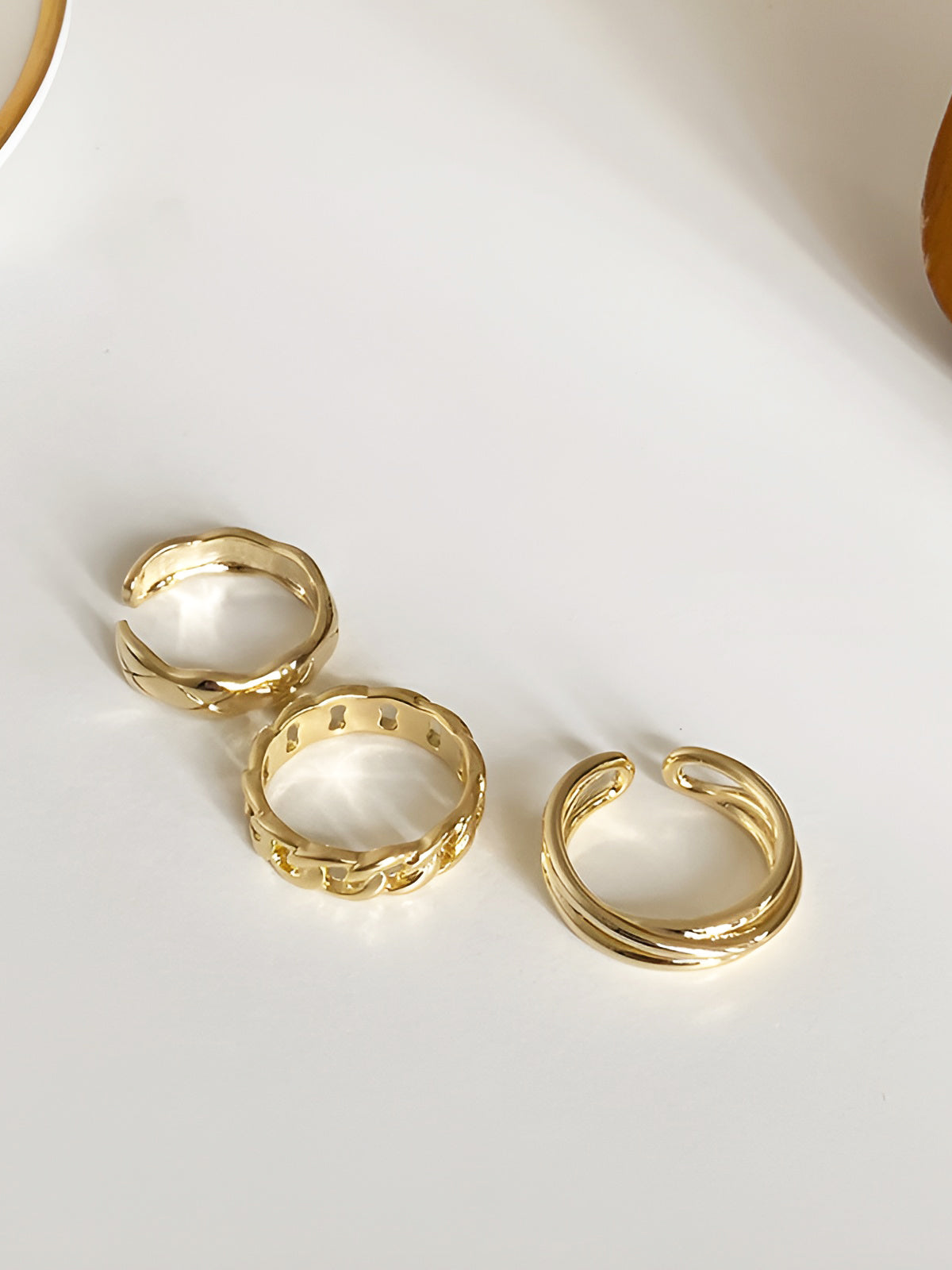 Molten Texture Ring Set - 3 Pieces
