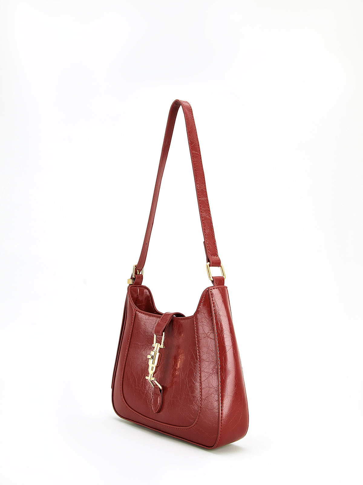Structured Buckle Accent Shoulder Bag