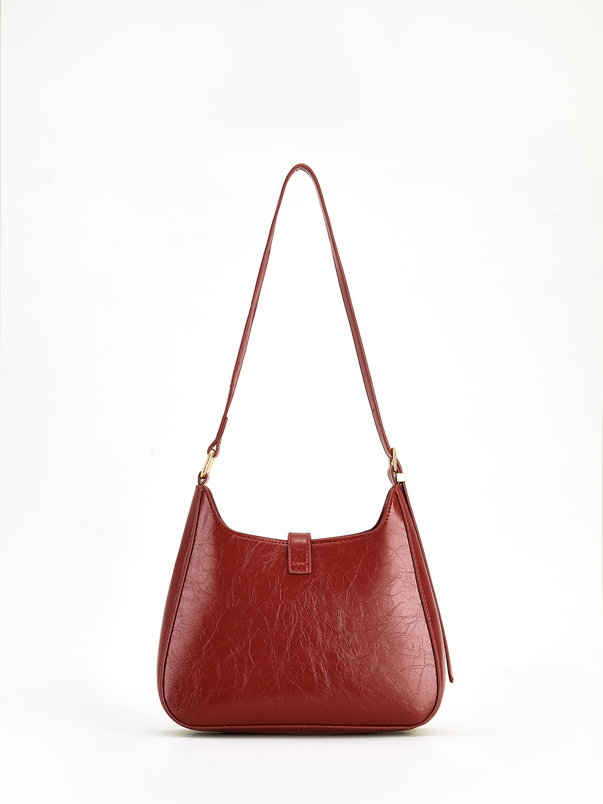 Structured Buckle Accent Shoulder Bag