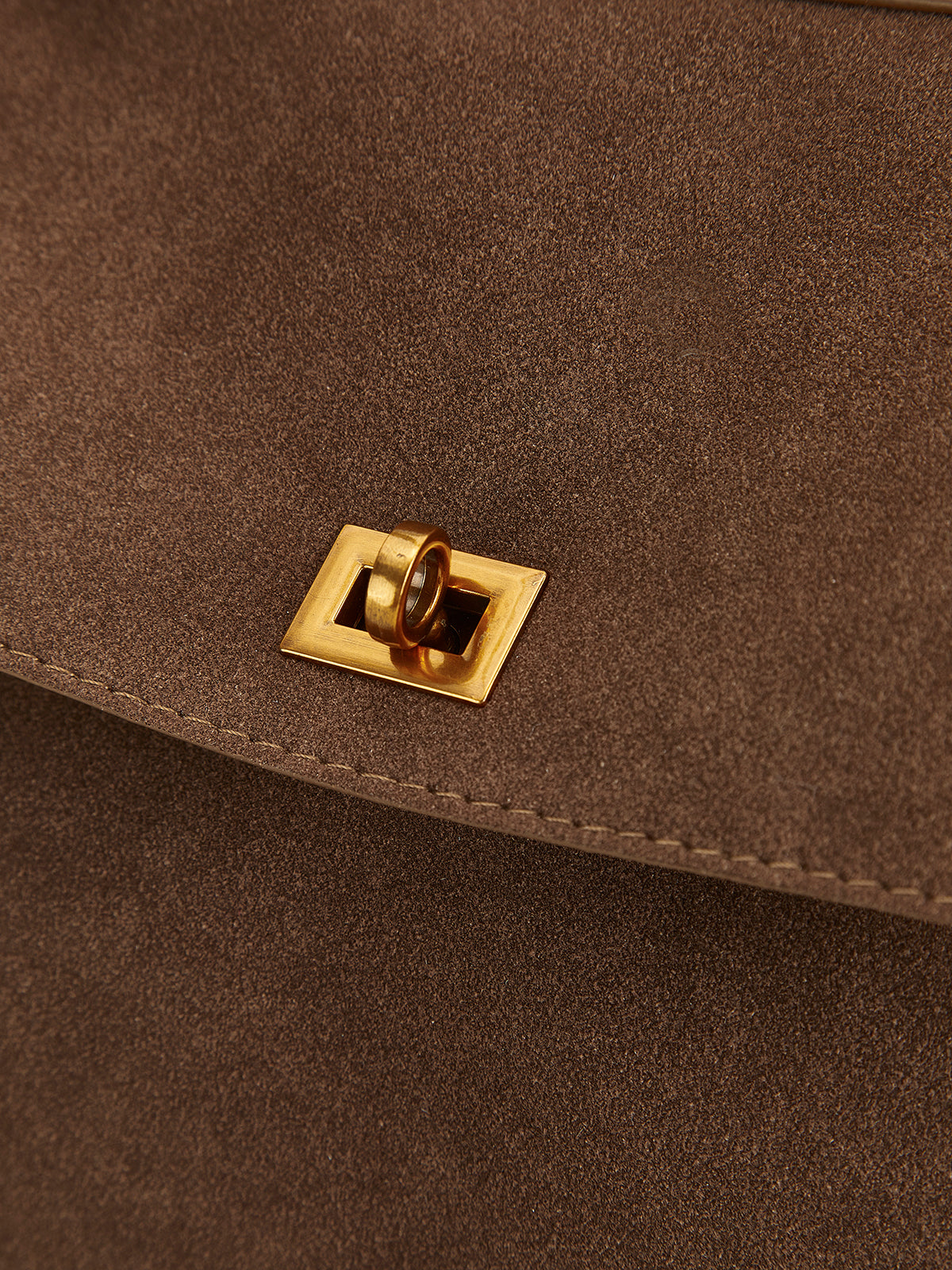 Structured Suede-Look Carryall Bag
