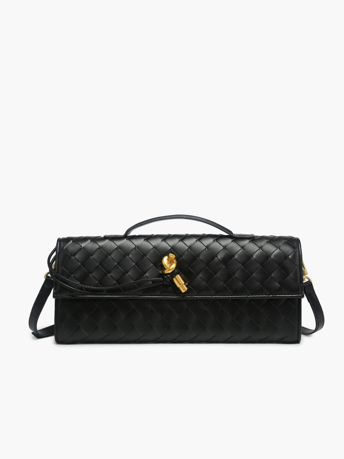 Luxe Twist Lock Woven Clutch