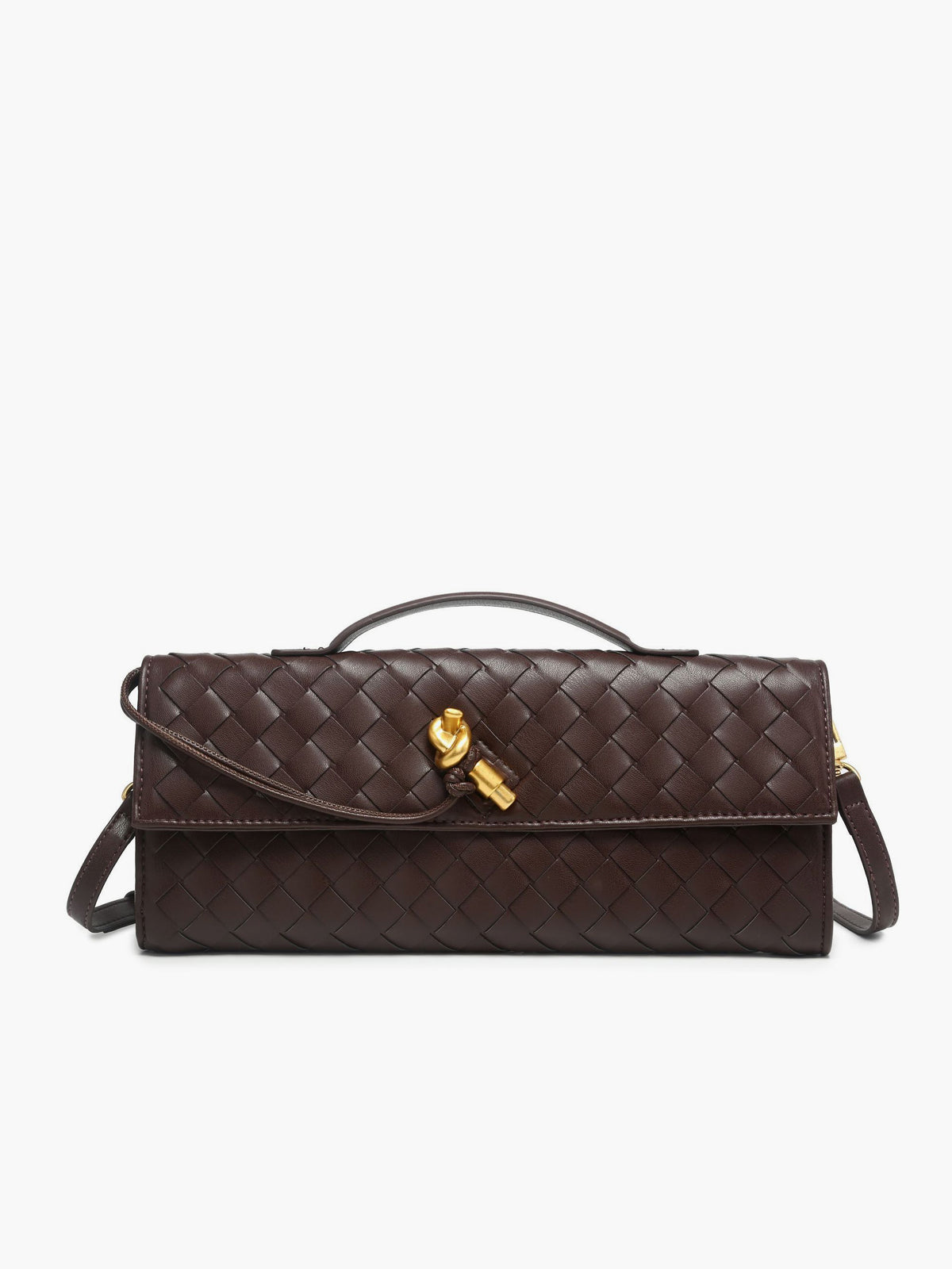 Luxe Twist Lock Woven Clutch