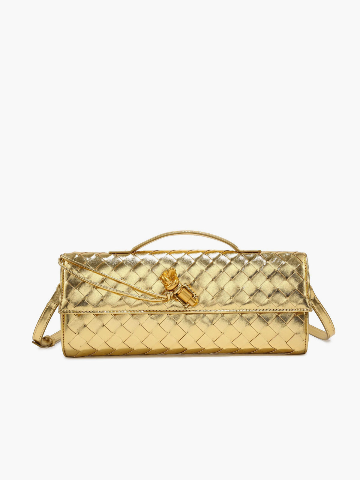 Luxe Twist Lock Woven Clutch