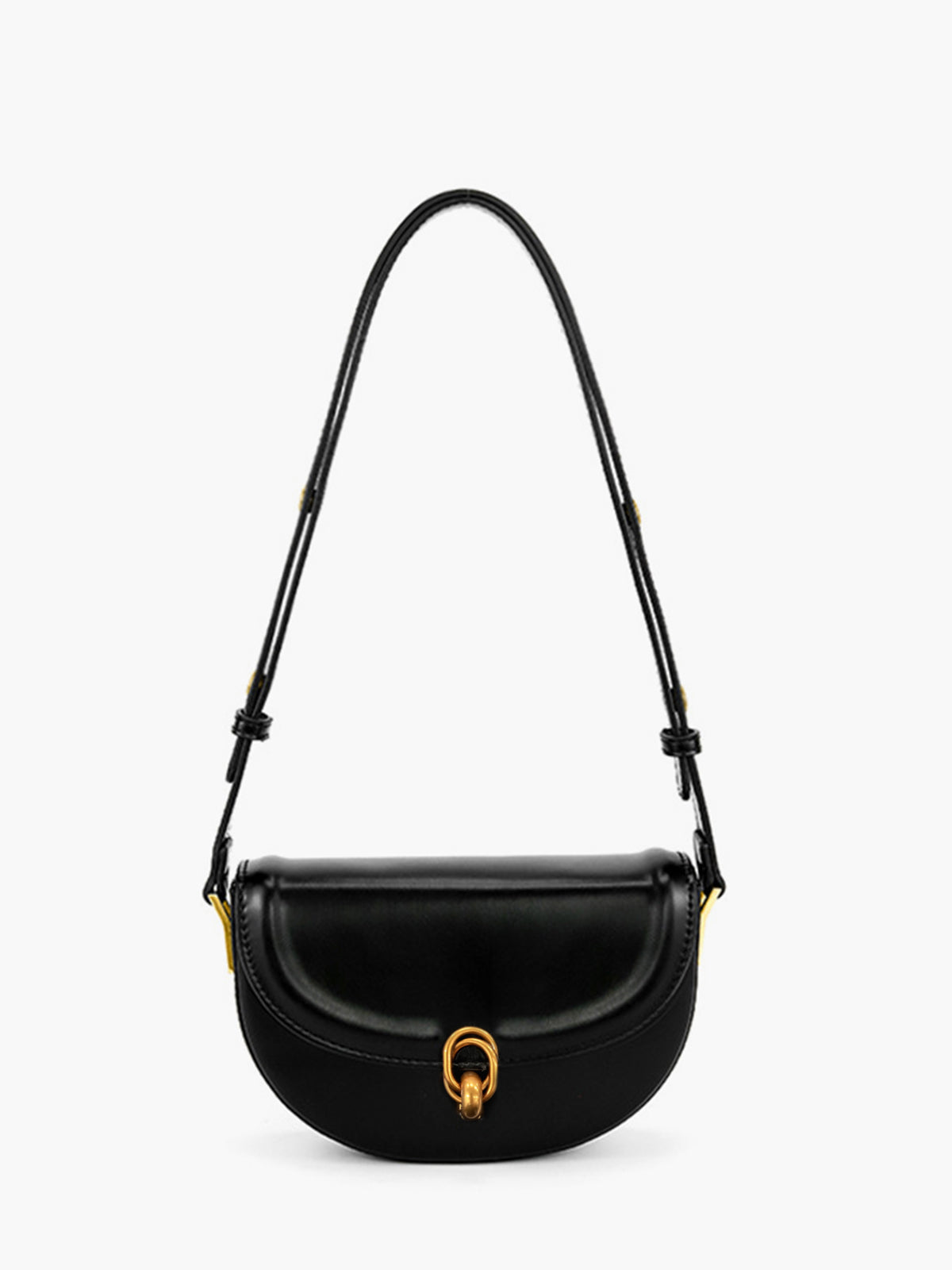 Structured Mini Saddle Bag with Gold Detail