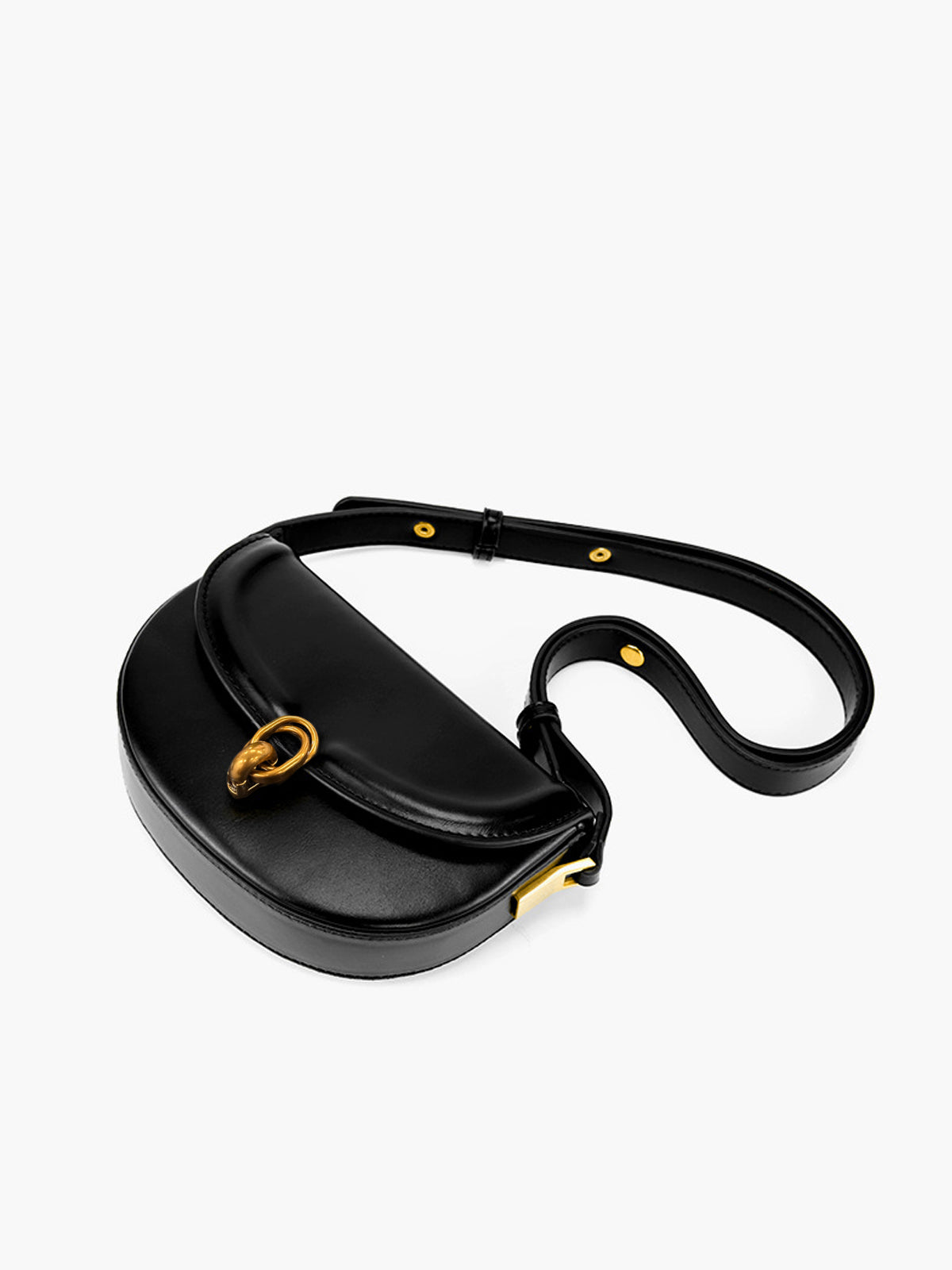 Structured Mini Saddle Bag with Gold Detail