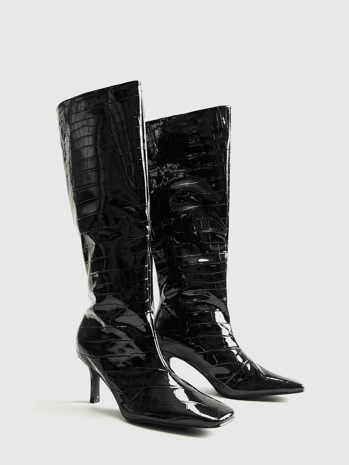 Glossy Croc Textured Boots