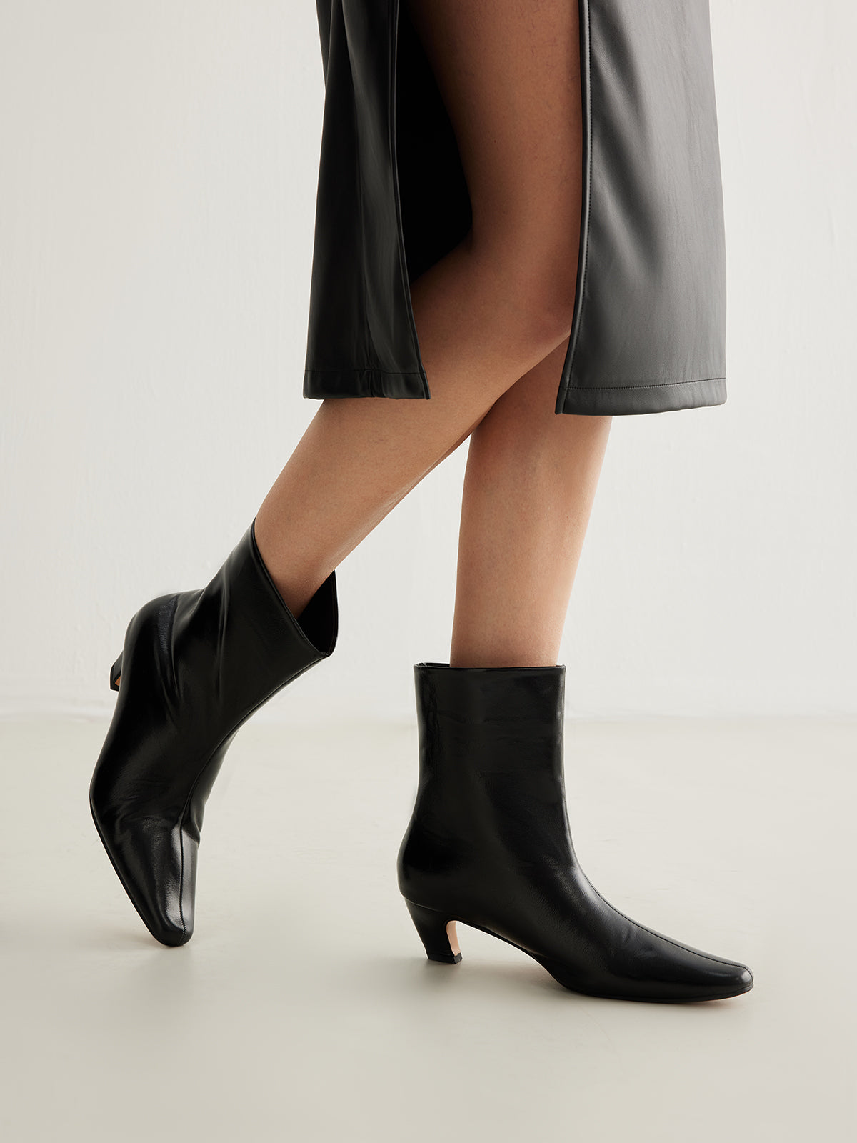 Square Toe Kitten Heel Boots