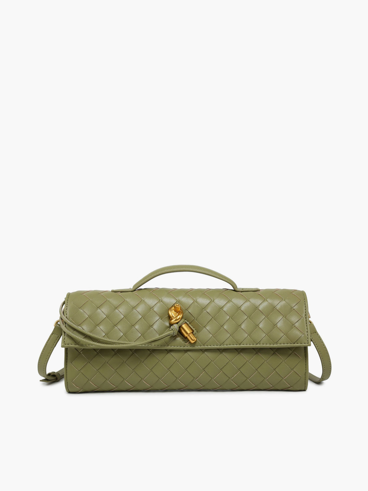 Luxe Twist Lock Woven Clutch
