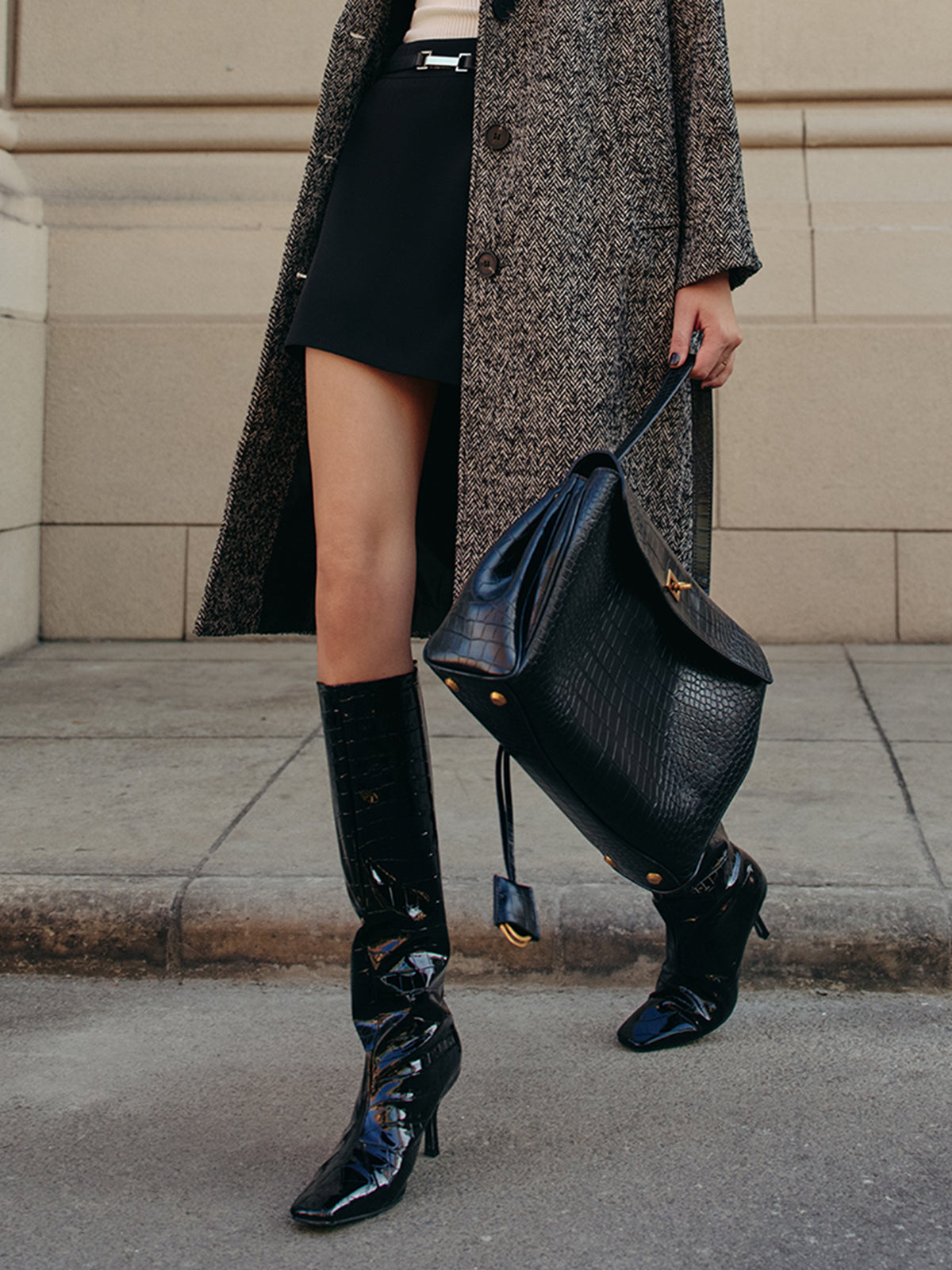 Glossy Croc Textured Boots