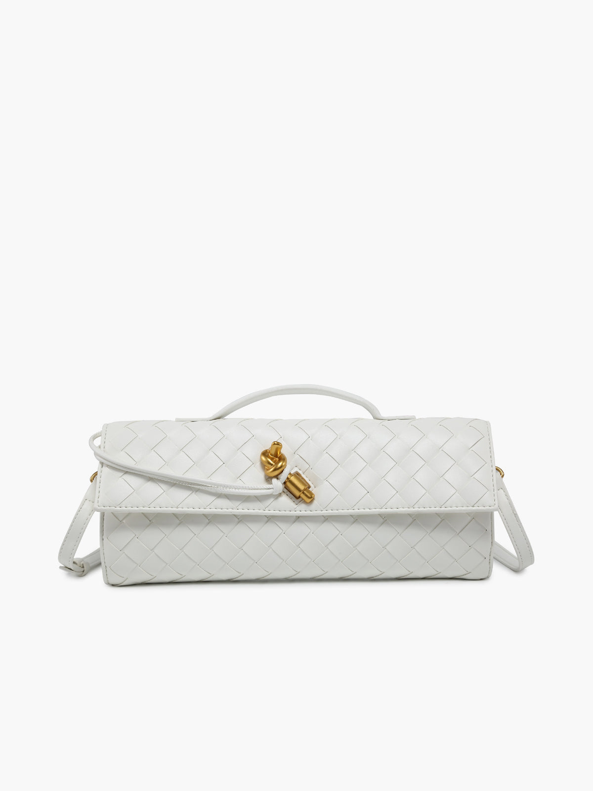 Luxe Twist Lock Woven Clutch