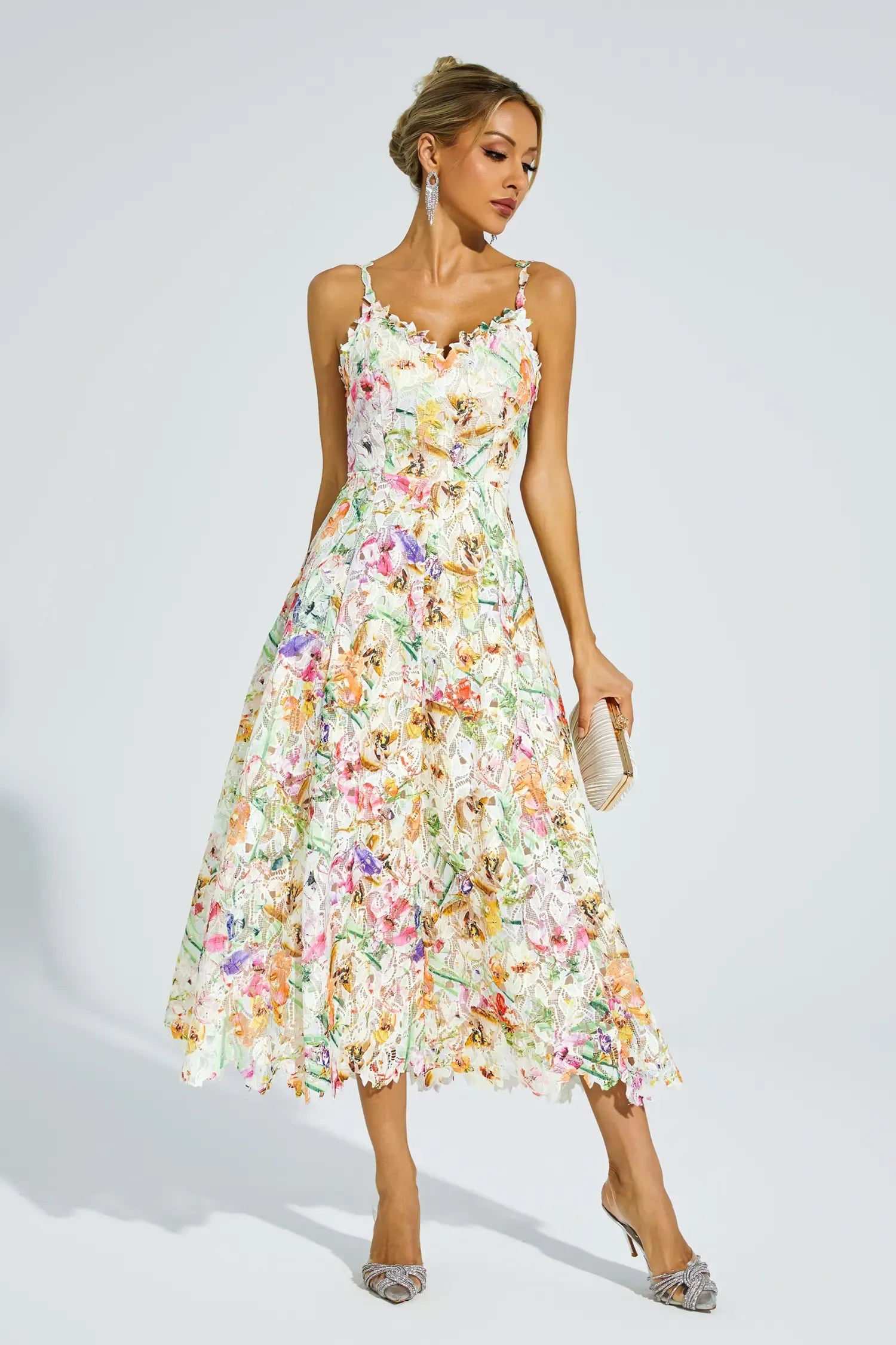 Embroidered Bloomline Midi Dress