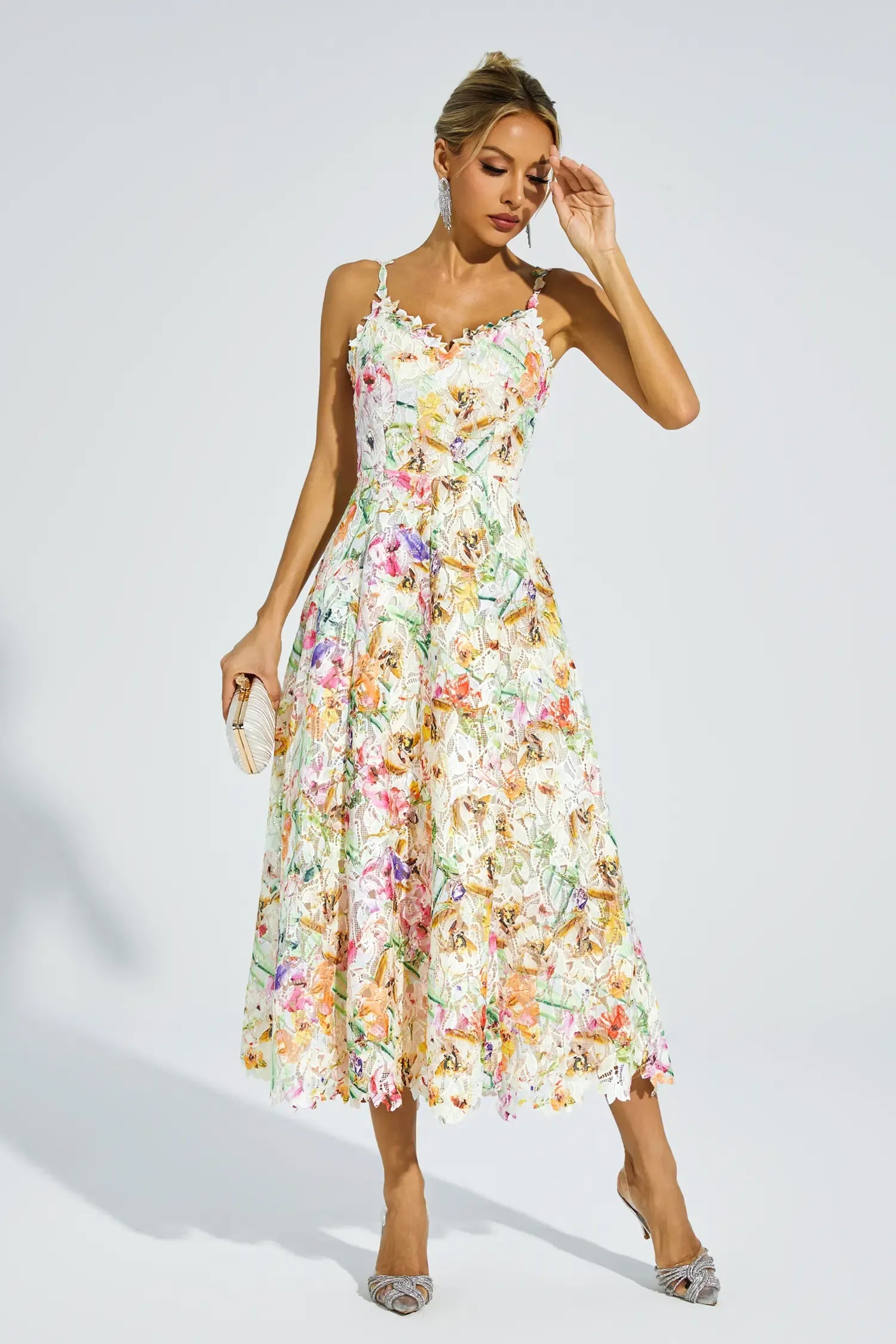Embroidered Bloomline Midi Dress