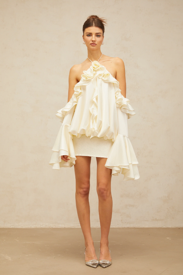 Ruffled Halter Mini Dress