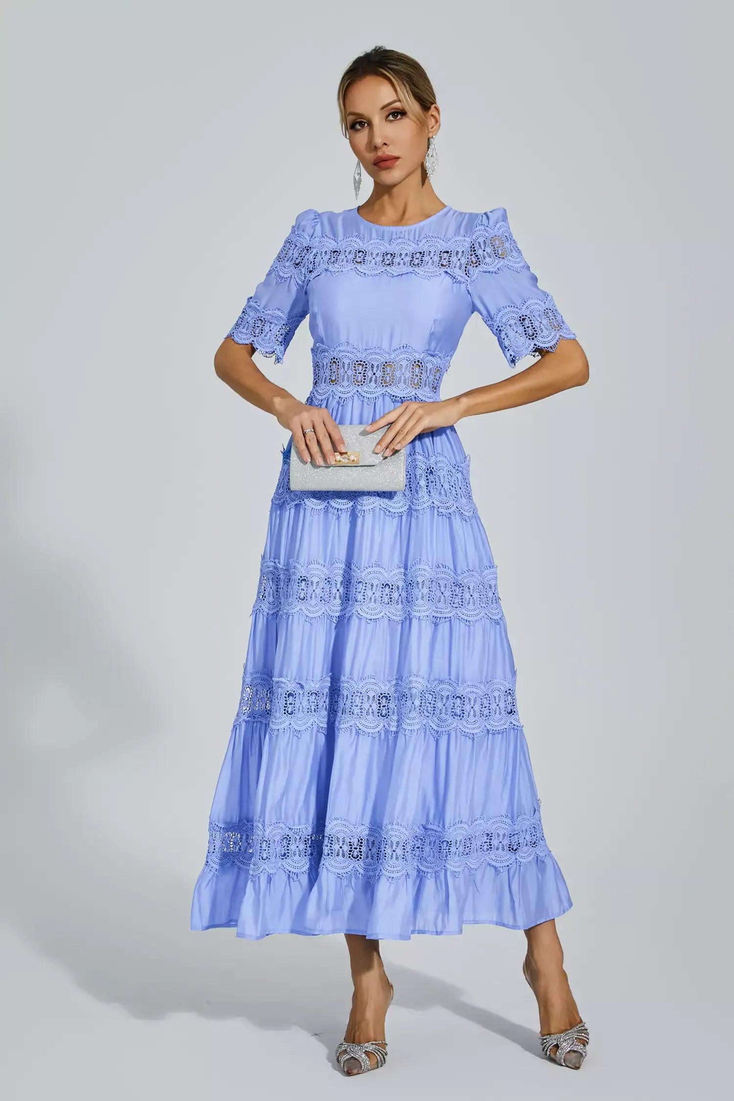 Claribel Lace Tiered Maxi Dress