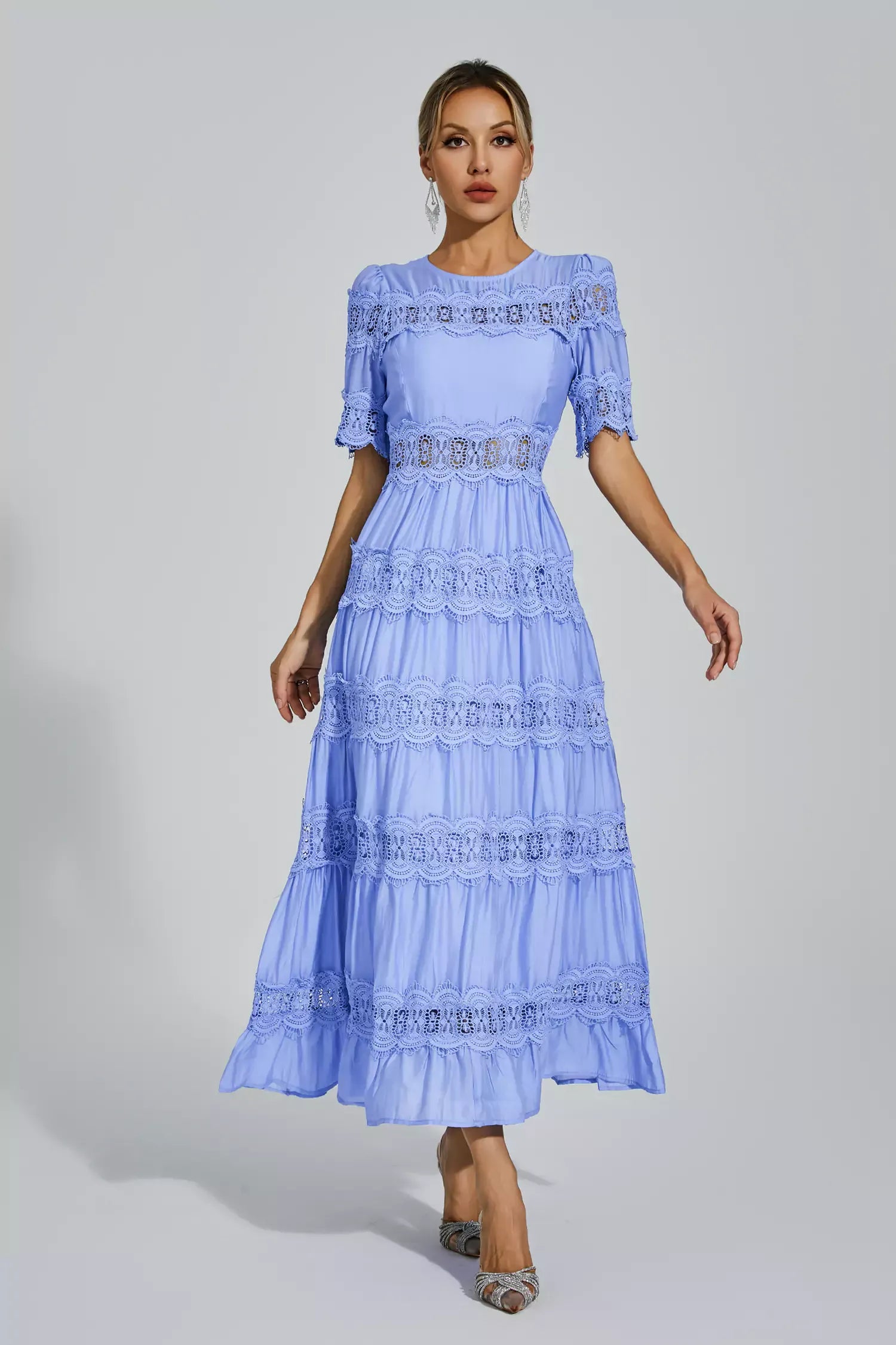 Claribel Lace Tiered Maxi Dress
