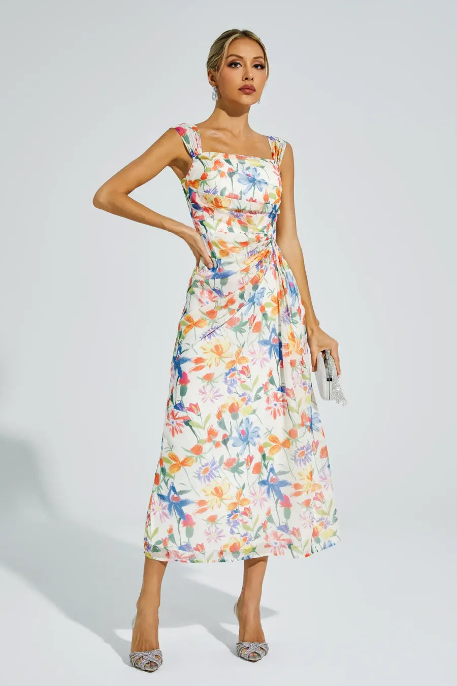 Floral Reverie Cinched Midi Dress