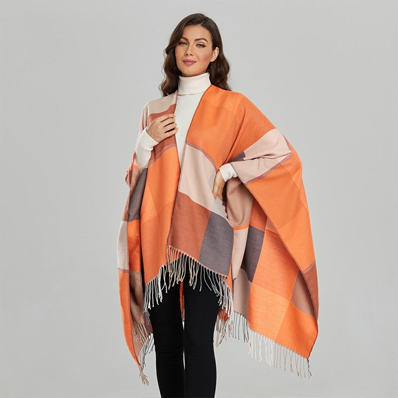 Latifa Geometric Fringe Poncho