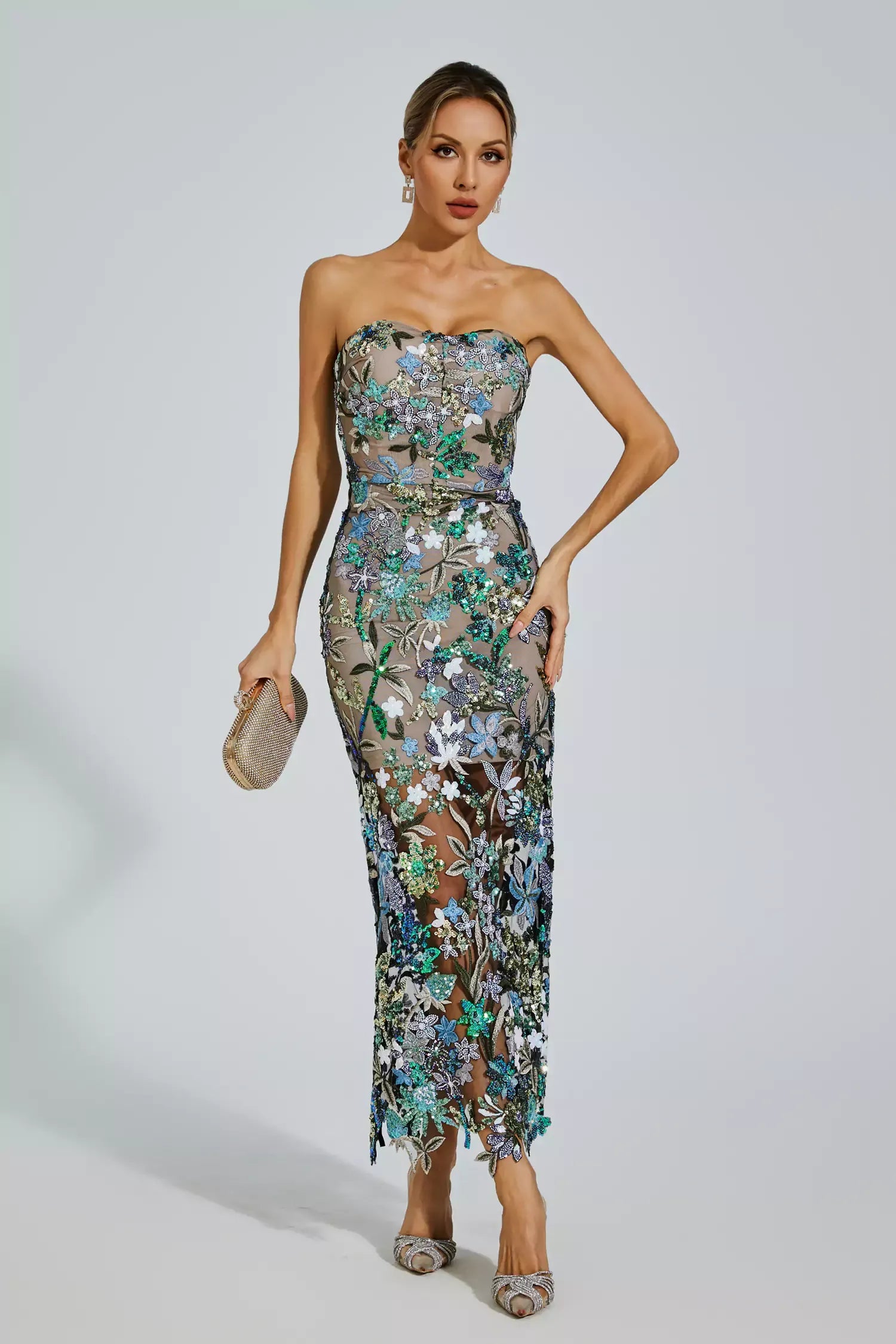 Elysian Bloom Strapless Gown
