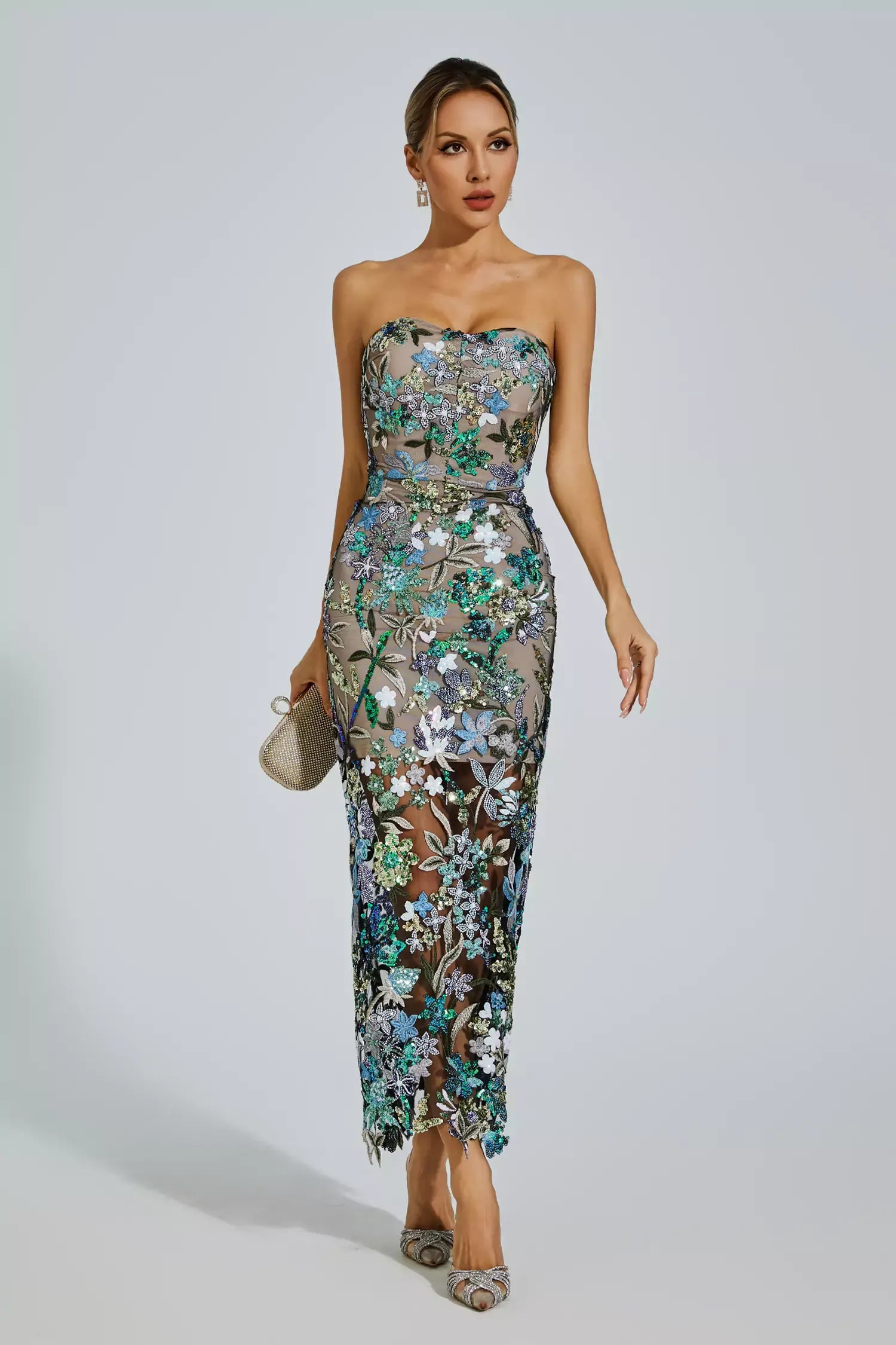 Elysian Bloom Strapless Gown