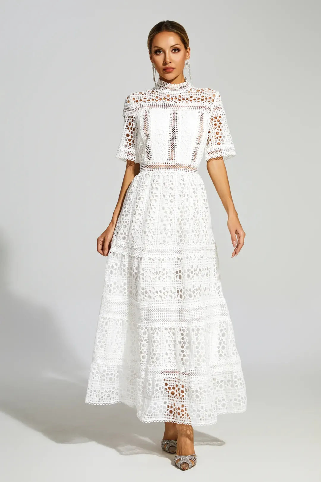 Lumière White Lace Maxi Dress