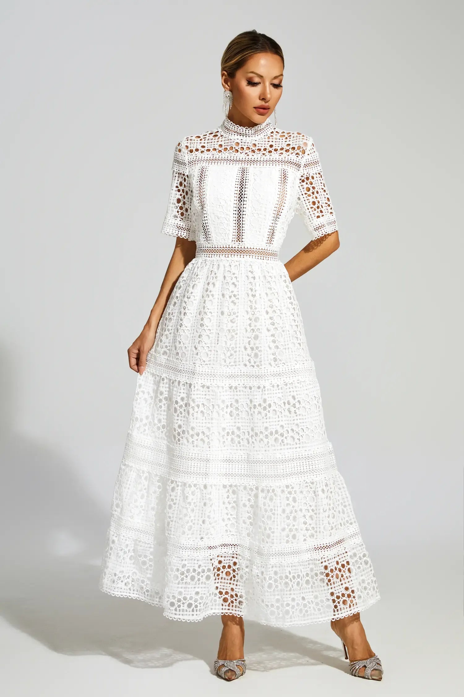 Lumière White Lace Maxi Dress